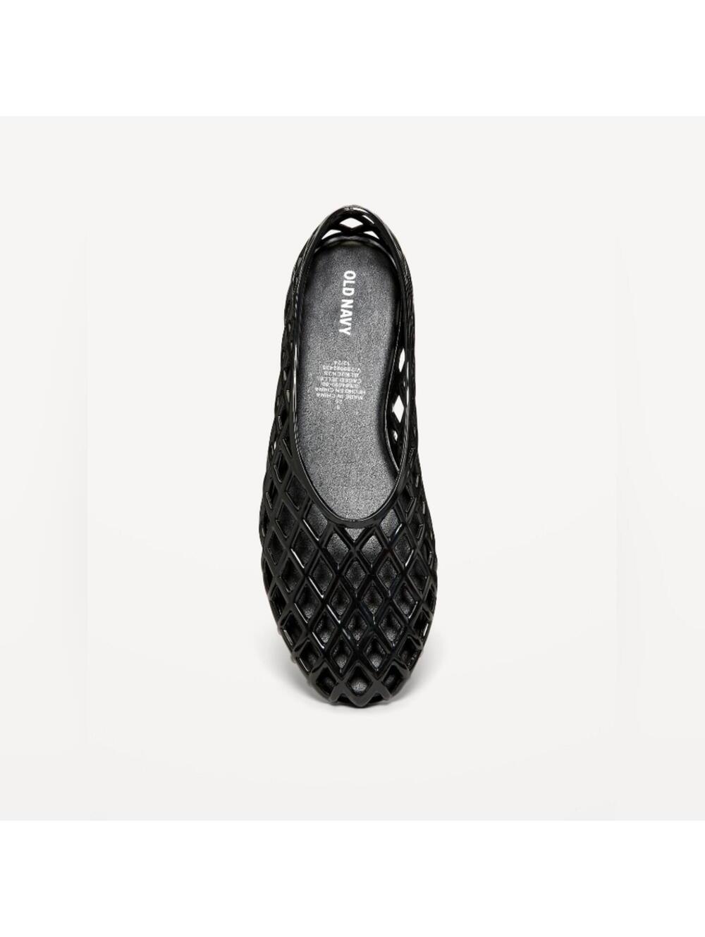 NWT OLD NAVY Jelly Lattice Ballet Flats Black Jack 11